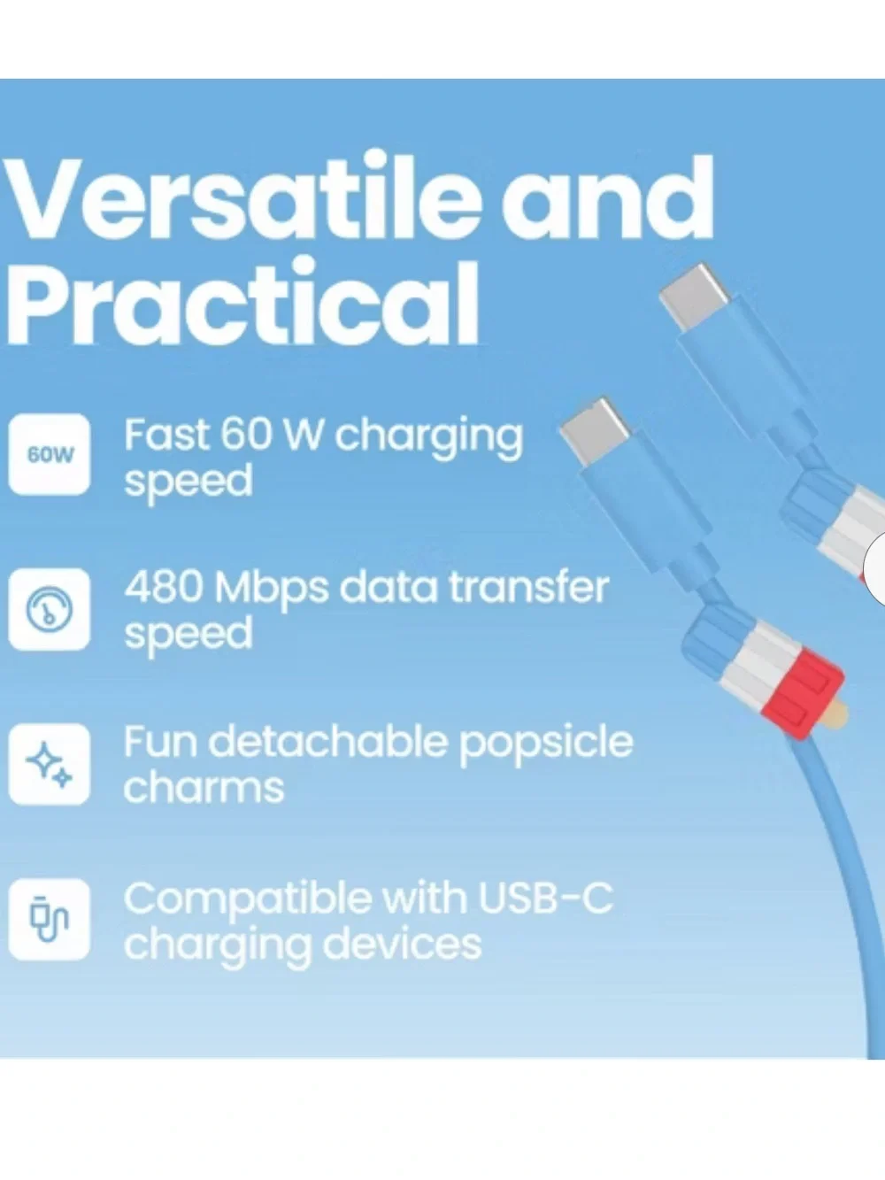 GEMS Figural USB-C Cable - Popsicle
